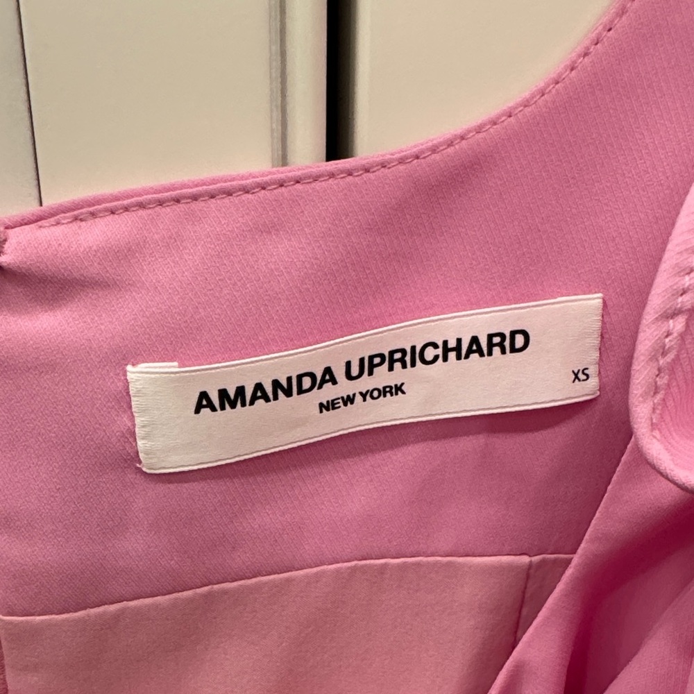 Amanda Uprichard Fuchsia Mini Dress with Ruffle Sleeves - Picture 2 of 3
